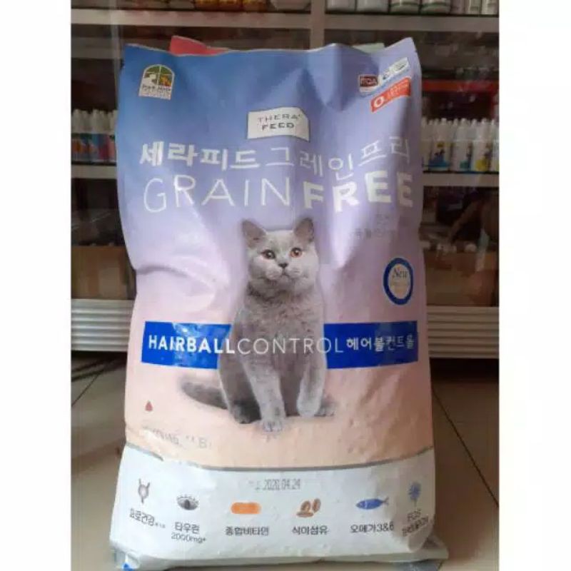 Makanan Kucing Therafeed Hairball Control 7kg Grainfree Made In Korea