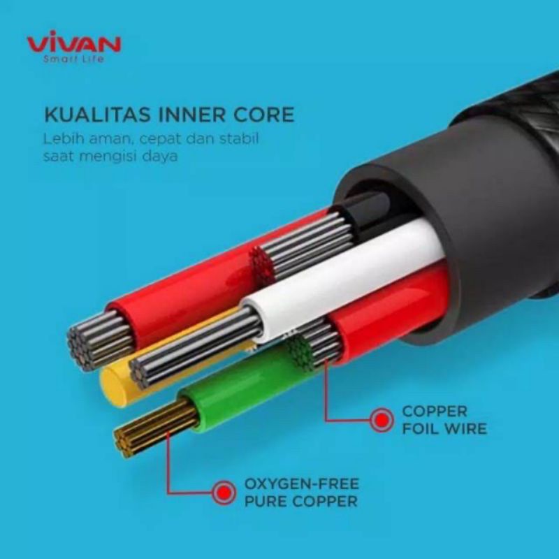 KABEL DATA GAMING Micro USB / lightning / type C / VIVAN BWM100S / BWL100S / BWC100S / BWM / BWC /BWL Fast Charging 2.4A 100cm 90° Android - ORIGINAL garansi resmi 1th