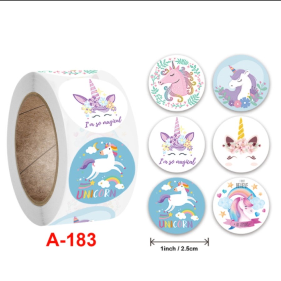 Sticker Stiker Setiker Roll Gulung Stiker Anak motif lucu Unicorns