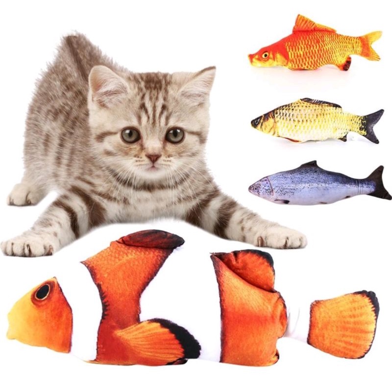 Mainan gigitan kucing boneka ikan catnip cat fish doll catnim 15cm