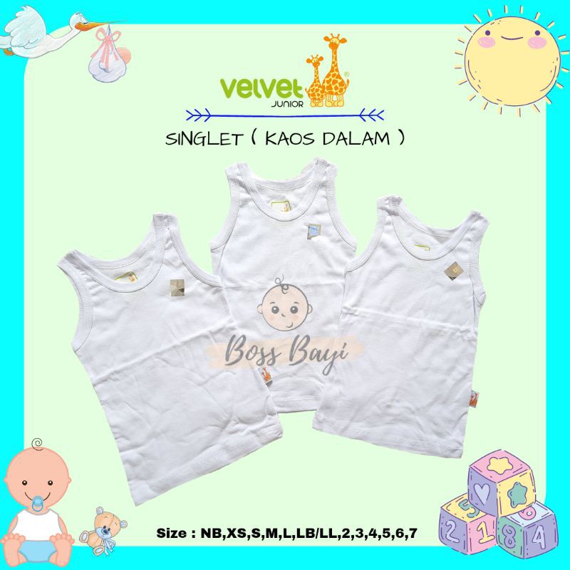 VELVET JUNIOR - Singlet Kaos Dalam Bayi Anak size NB,XS,S,M,L,LL/LB,2,3,4,5,6,7