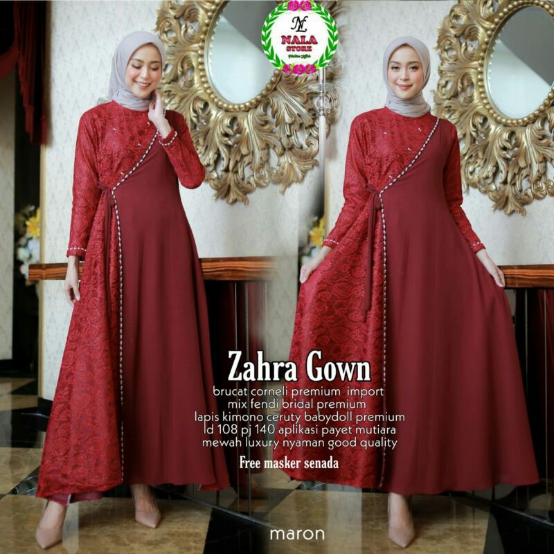 Maxi Dress // Gamis Zahra Gown By Nala // Gamis Bahan Brucat Corneli Premium Import