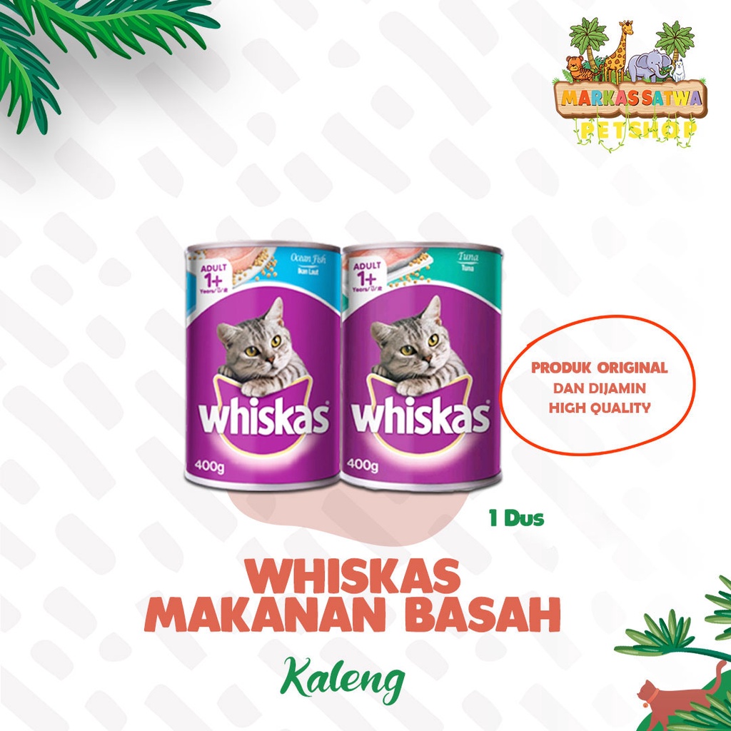 1 Dus 24 Pcs Makanan Kucing Basah WHISKAS Kaleng 400 gr Adult - Wet Food Premium Untuk Kucing