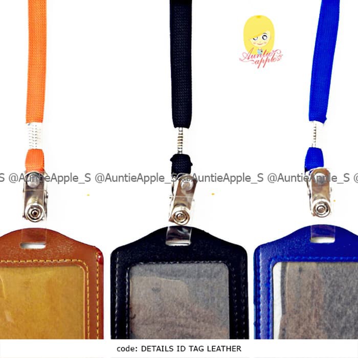 

NAME TAG /ID TAG HOLDER/ID CARD HOLDER LEATHER/TEMPAT ID CARD BLACK - Biru