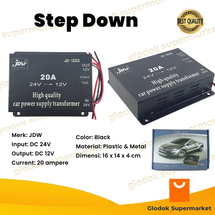 Step Down 20 Ampere JDW Input DC 24V Output 12V Car Power Supply 20a 24 Volt 12 Volt Transformer Converter