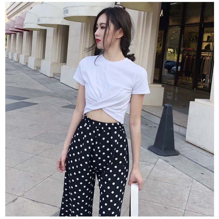 #Sisjuly# Kecil Tinggi Desain Sederhana Lengan PendekTT-shirt Wanita Pendek Ketat Jazz Dance Pusar Internet Ho