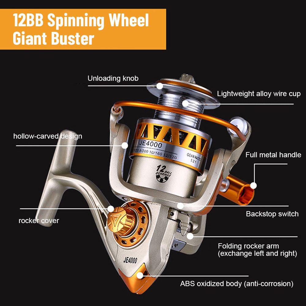 Top Fishing Reel Alat Pancing Air 12pakas JE2000 Series Sea Pole Wheel