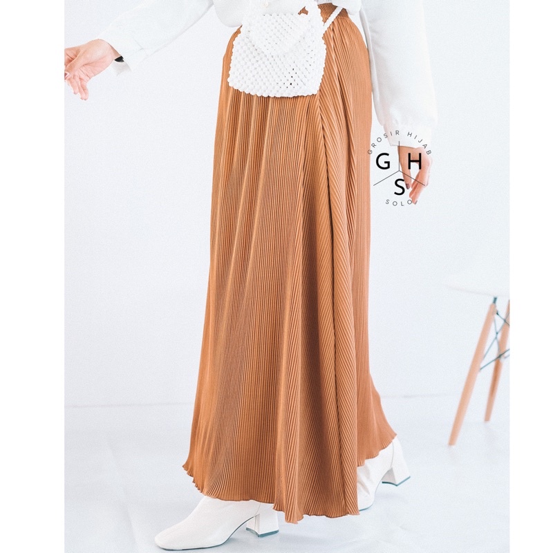 (AMD) ROK LIDI NESIA PLISKET LEBAR PLEATS SKIRT