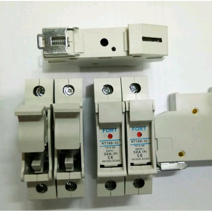 Din Rail Mounting Fuse Holder With Lamp 32A Tipe RT18B-32 Fort