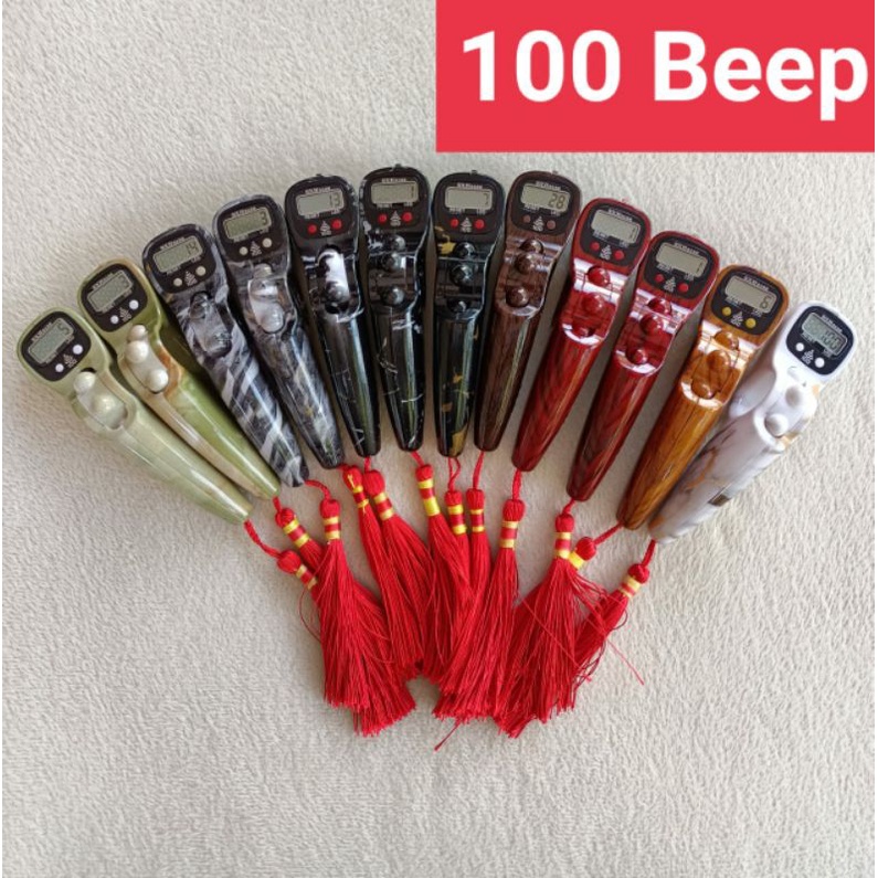 Tasbih digital LED Alarm kayu bisa bunyi diangka 100
