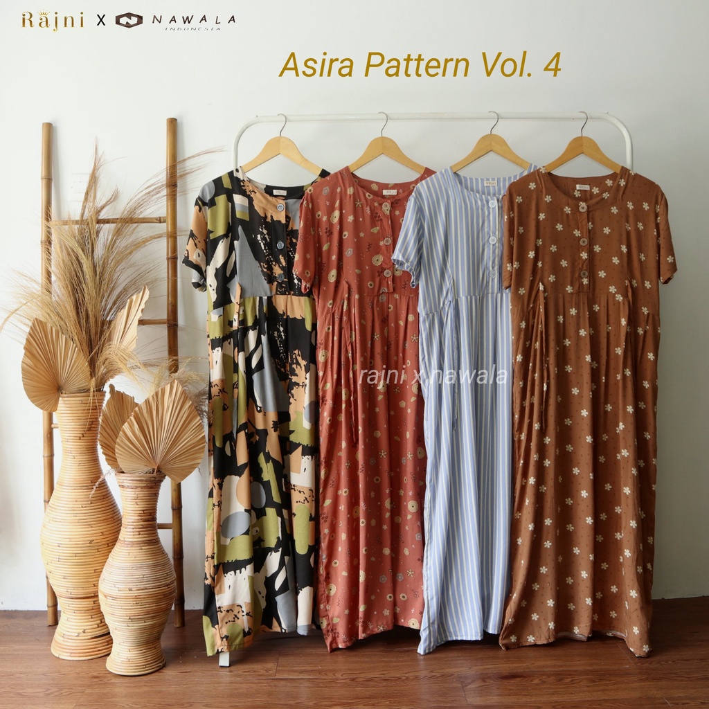 Home Dress Rayon Premium - Daster Kancing Busui - Home Dress Asira Motif by Rajni