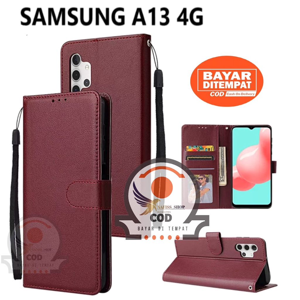 Case Flip Samsung Galaxy A13 4G Dompet Hp untuk Samsung Galaxy A13 4G Leather Flip Case standing fli
