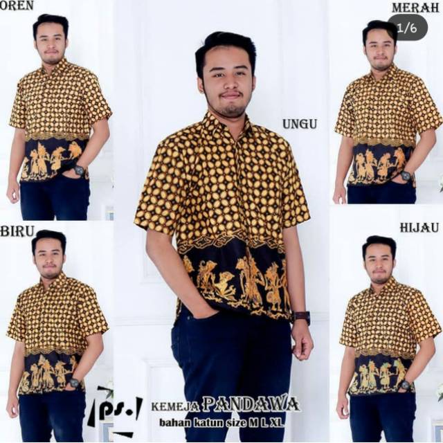 Batik Kemeja Lengan Pendek Pria Pandawa Termurah