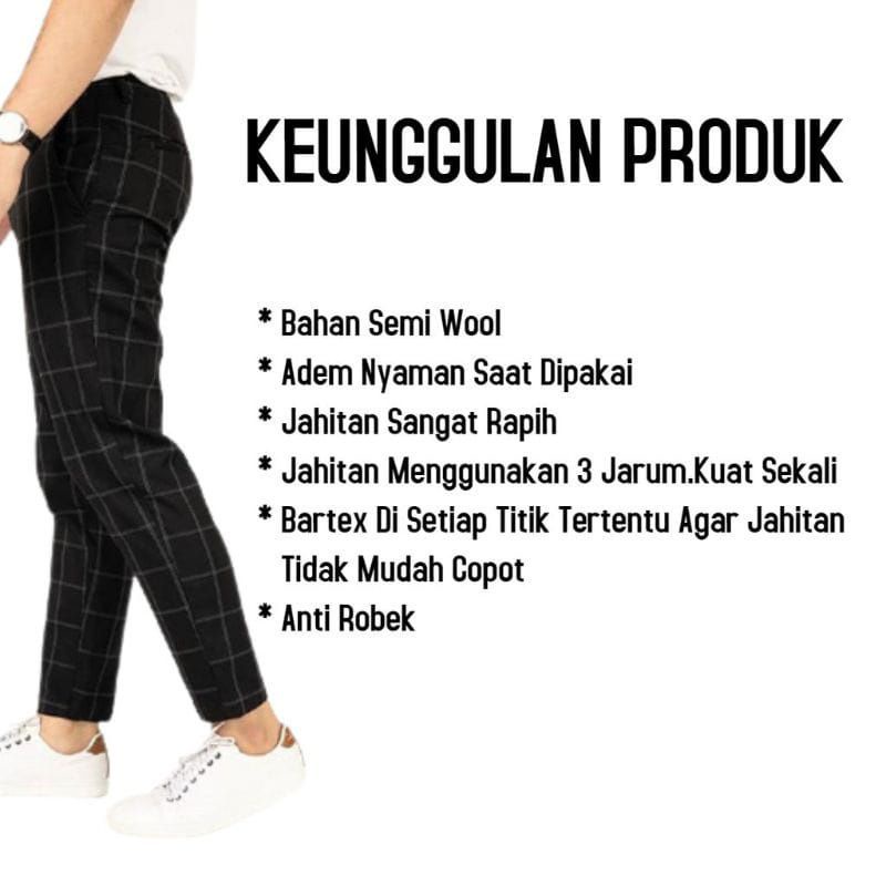 CELANA CHINO TARTAN PRIA ANKLE PANTS MOTIF KOTAK2 WANITA PANJANG COWOK SALUR celana tartan pria casual trendi celana tratan cowok pria terpopuler