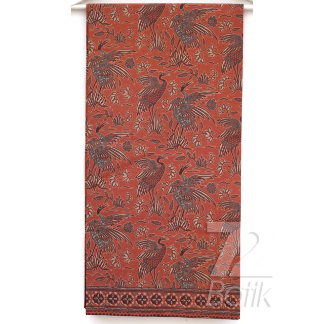 KAIN BATIK KATUN Premium Motif Bangau Two Tone Pagi Sore Orange Oranye Oren 725717 Cap 72 Jarik Jarit Samping Kebat Panjang Batik Katun Modern Premium Bahan Seragam Batik Pernikahan Kantor Keluarga Murah Kamen Jadi Batik Bali Lembaran