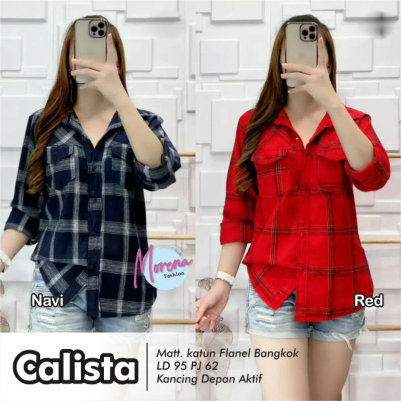 CALISTA KEMEJA KATUN FLANEL BANGKOK KANCING DEPAN AKTIF BY MORENA