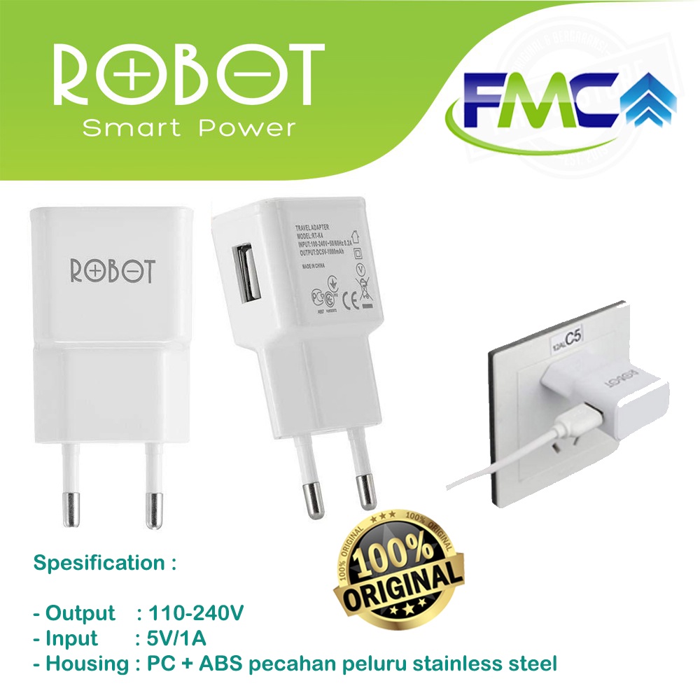 Charger Super Fast Charging Travel Adapter Robot Original Garansi Resmi Batok Kepala Cash HP Handphone 1 Port USB Lubang