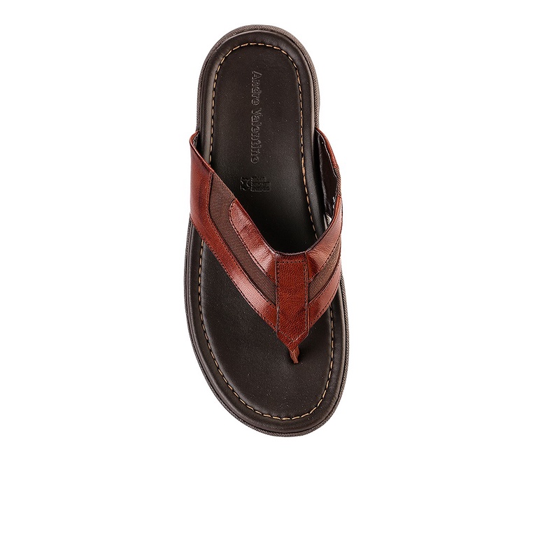 SANDAL JEPIT KULIT ANDRE VALENTINO PRIA ORIGINAL CASUAL COKLAT AVM06