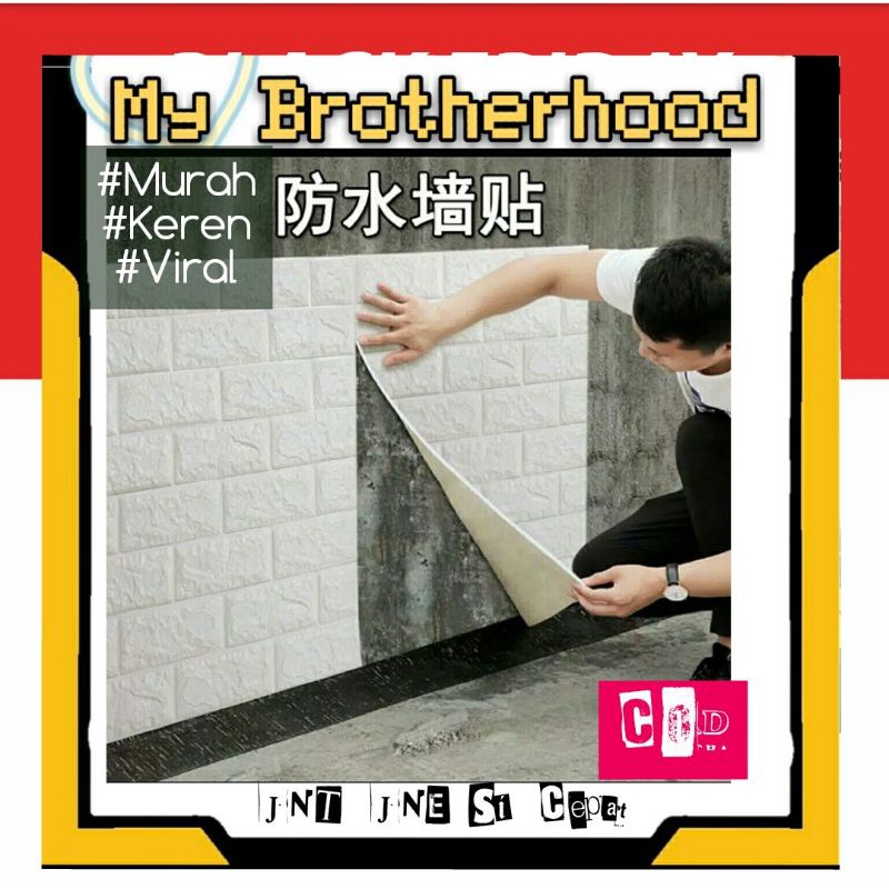 Wallpaper Dinding 3D Foam Motif Batu Bata Ukuran 77 x 70 CM Dekorasi Dinding Kamar Rumah Murah