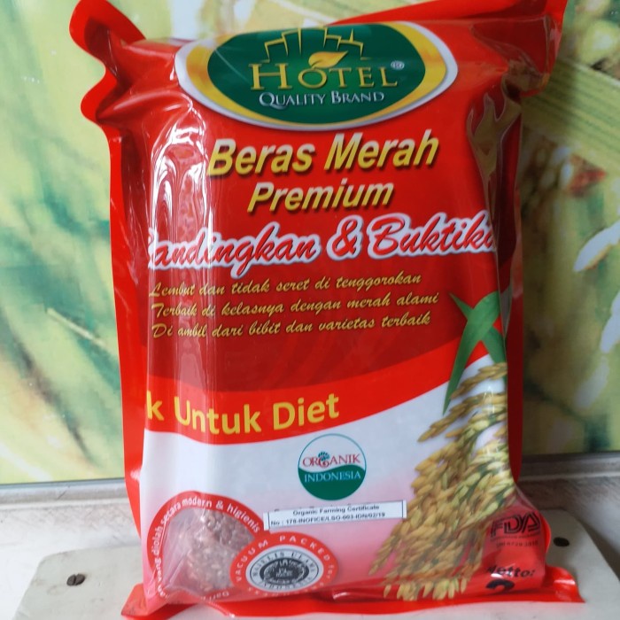 

Beras merah cap hotel 2kg. beras organik
