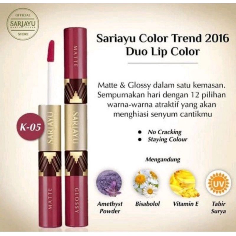 Sariayu Duo Lip Color Lip Cair/Liquid Matte/Glossy