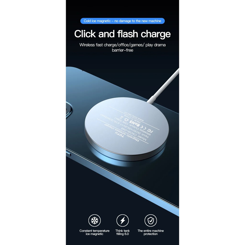 TOTU Wireless Magnetic Charger 15W Wireless Charger Magsafe for iP 12/13 Series