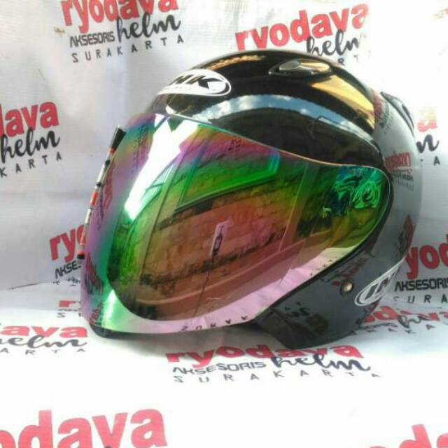 kaca mika helm pelangi merk NDR ink Centro + rachet