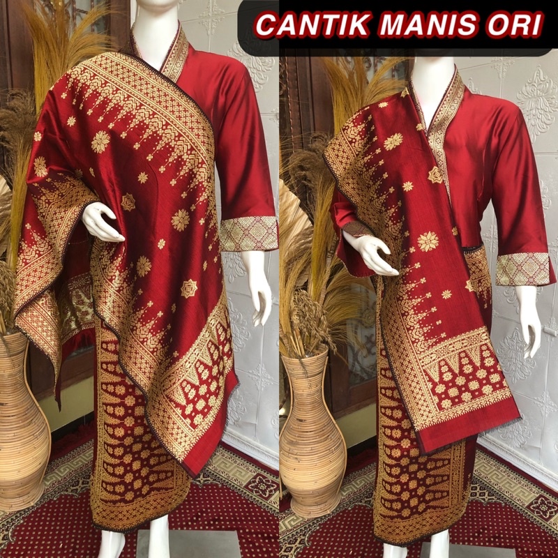 Songket Cantik Manis ORI Merah / songket tenun asli palembang /ilham songket palembang
