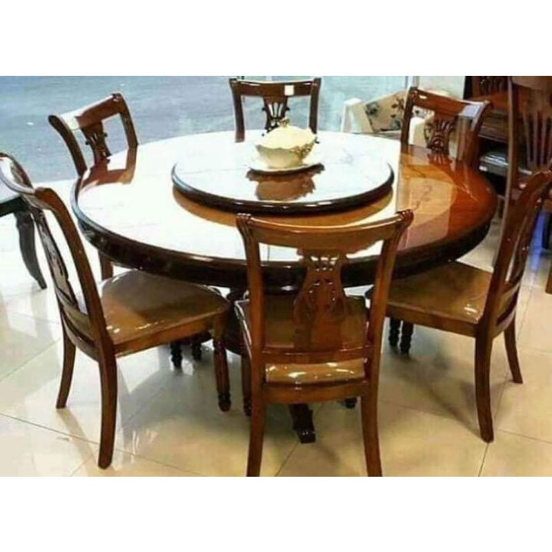 MEJA MAKAN BULAT JATI JEPARA