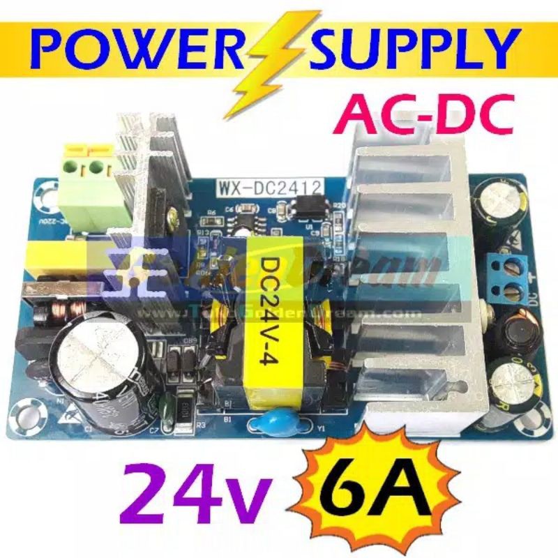 adaptor 24v 6a dan 12v 8a modul power suplay smps ac dc smps 24v 6a
