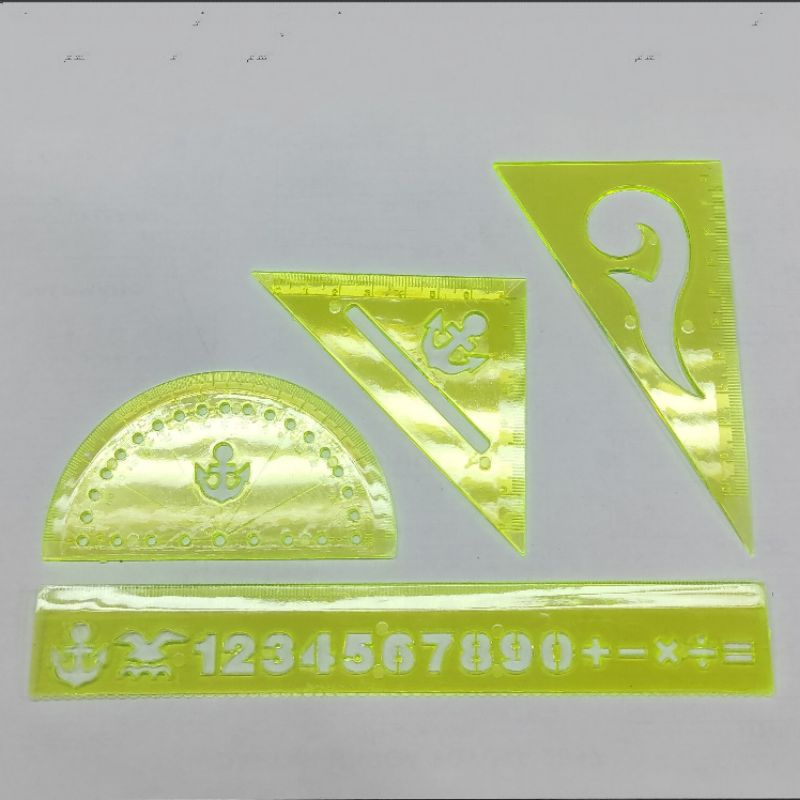 

1 Set Penggaris Segitiga Busur Sekolah Anak Bening Transparan Kilap