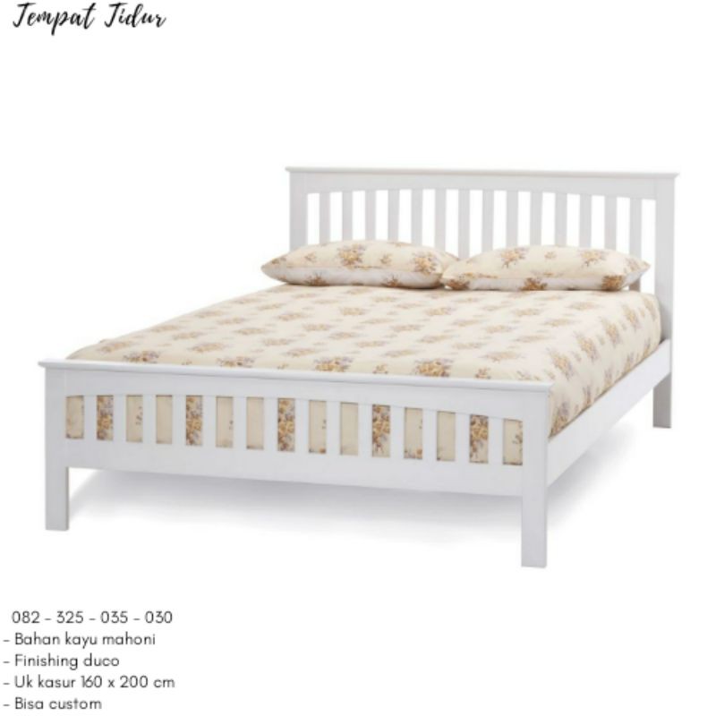 Dipan Minimalis Putih Cat Duco, Kasur Tidur Anak Remaja Cewek, Tempat Tidur Single Bed 180x200cm