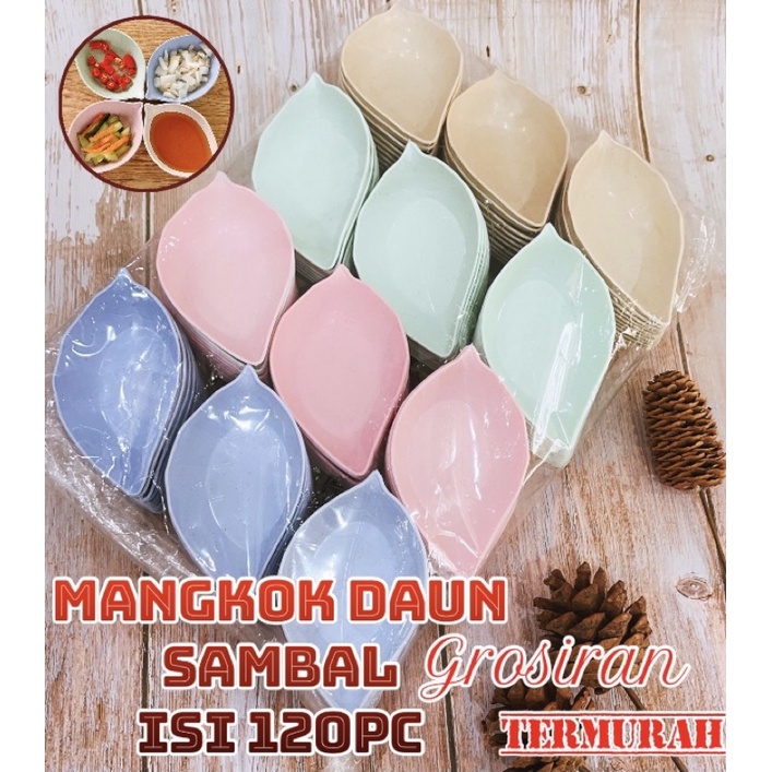 AZ 120pc GROSIR MANGKOK DAUN TEMPAT SAMBAL KECAP SOUVENIR MANGKOK HIGH QUALITY