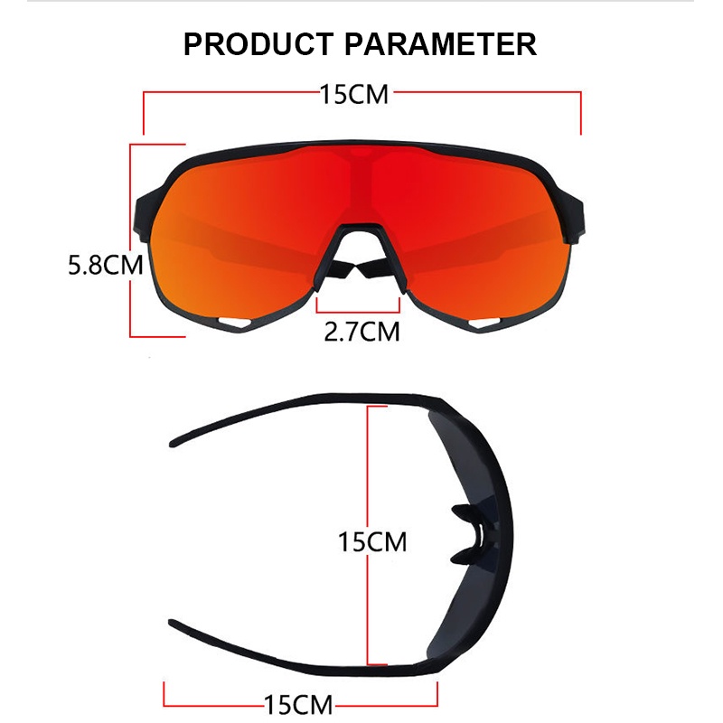 S2 Kacamata Hitam Uv400 Pria Dengan 3 Lensa Untuk Olahraga / Bersepeda