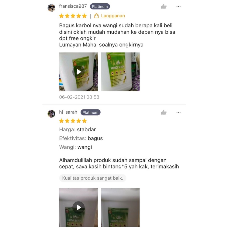 Karbol Sereh Willrich 5 Liter Berkualitas Pengiriman Instant