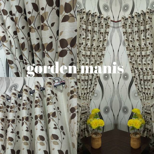 Gorden motif daun,gorden jendela pintu