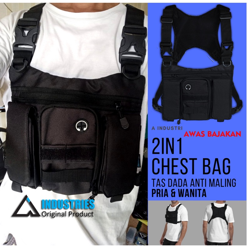 Tas Perlengkapan Berkendara motor Touring Riding Tas Dada Rompi CHEST BAG Ori