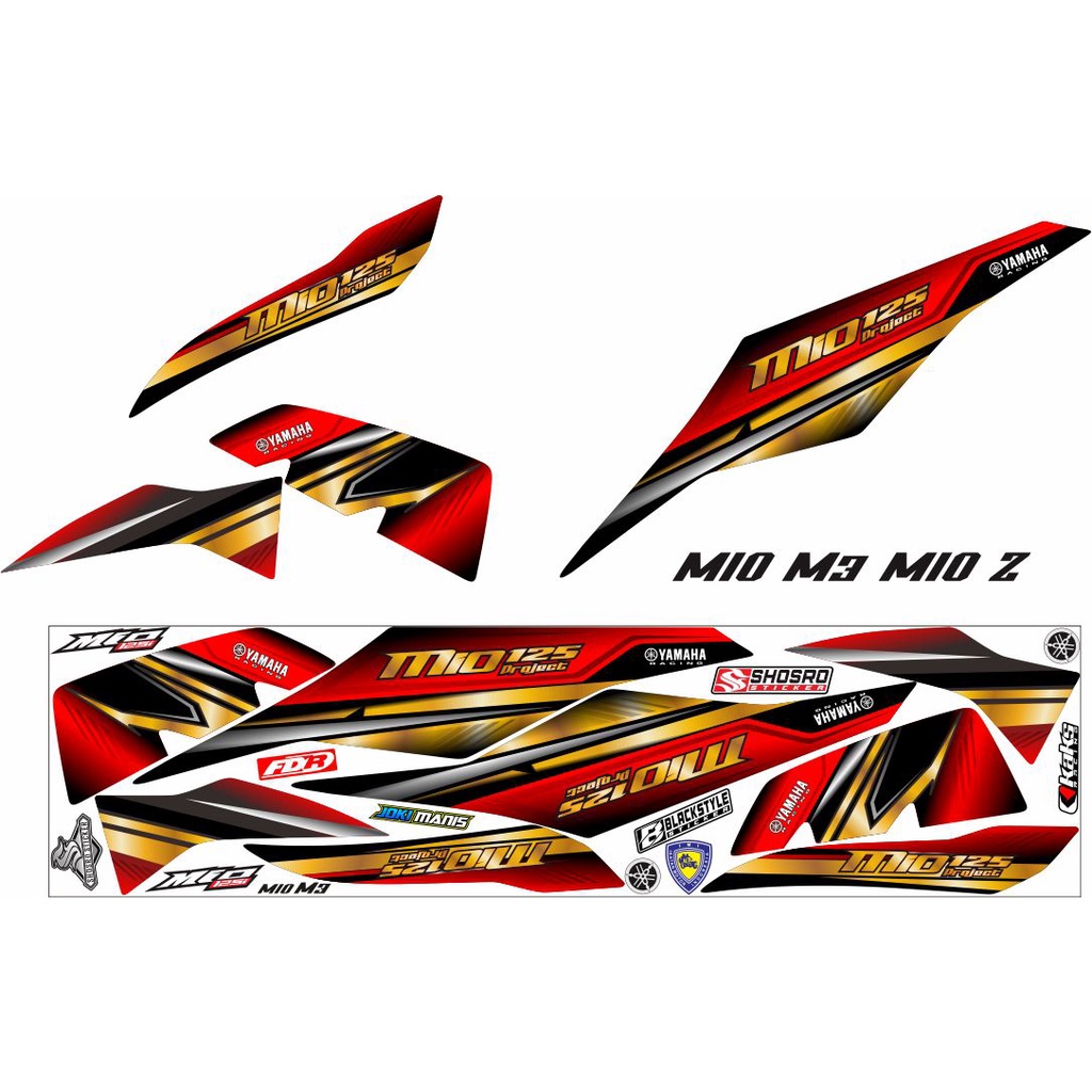COD-VARIASI NEW MOTOR YAMAHA MIO M3 MIO Z STRIPING/STIKER RACING VARIASI MERAH GOLD