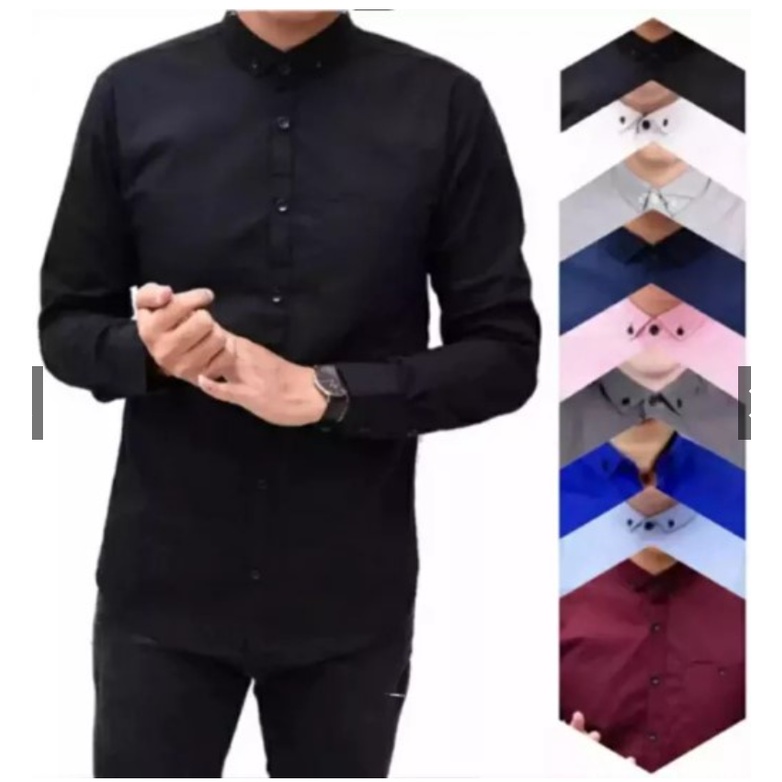 ((COD))Kemeja Polos Pria Lengan Panjang Distro Best Seller, kemeja pria lengan panjang / premium distro baju motif surfing flanel polos formal casual.