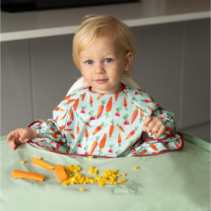 Tidy Tot Bib &amp; Tray Kit - Long Sleeve Coverall Bib With Tray Kit Celemek Makan Baby MPASI  Bibs Slaber Slubber Slabber Cape Baju Makan Bayi Smock Lengan