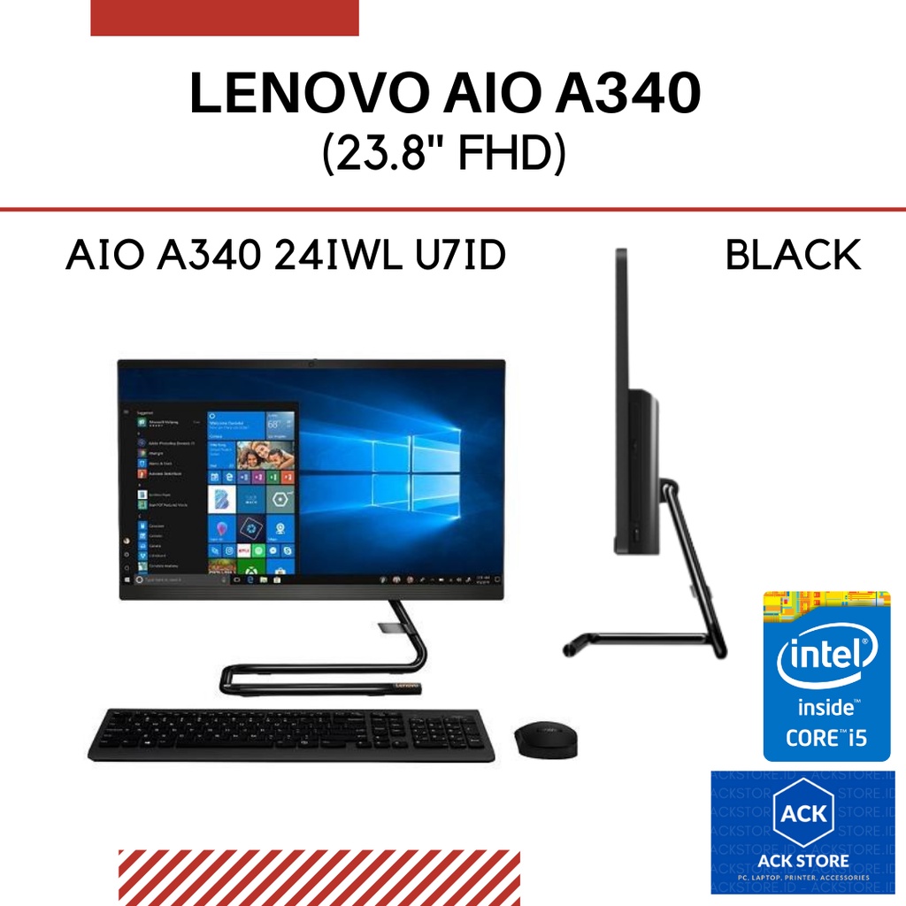 PC LENOVO AIO A340-24IWL-U7ID i5 10210U 8GB 1TB 23.8" FHD DOS
