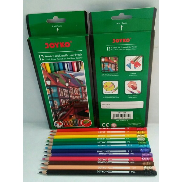 

JOYKO Pensil 12 warna joyko CP-109 Pensil Warna Tanpa Kayu dan Dapat Dihapus.