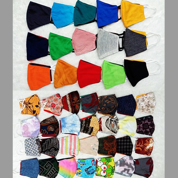 SAHRIA.MASKER KAIN MOTIF DAN POLOS HIGIENIS / MASKER DUCKBILL KAIN HIGIENIS