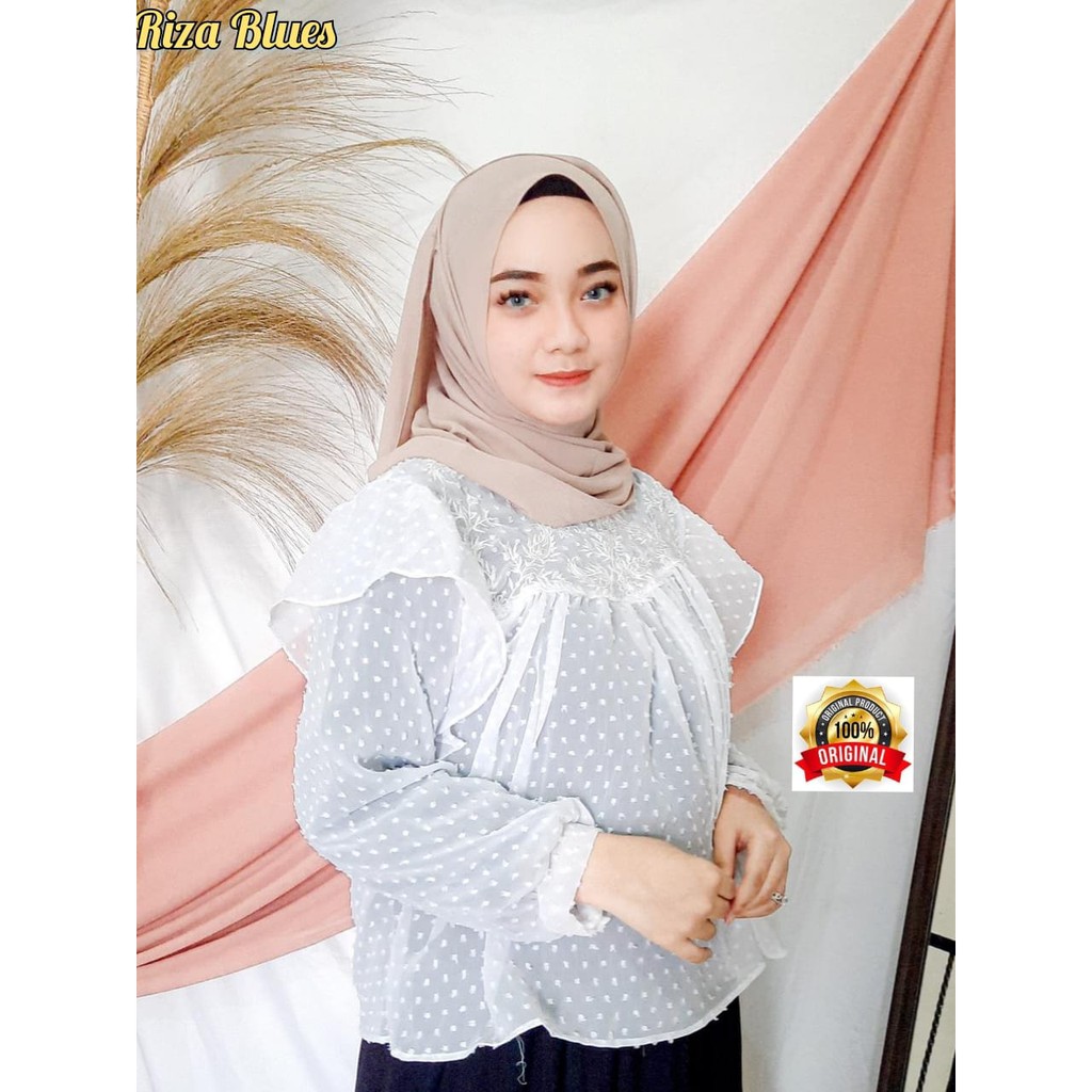 BLOUSE TILE POLKA - ANNISA BLOUSE TILE DOT LACE VINTAGE KEKINIAN - ATASAN BLOUSE JUMBO