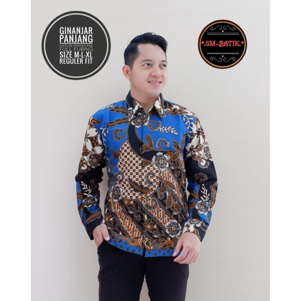 Ginanjar kemeja batik pria modern asli solo atasan batik by sm