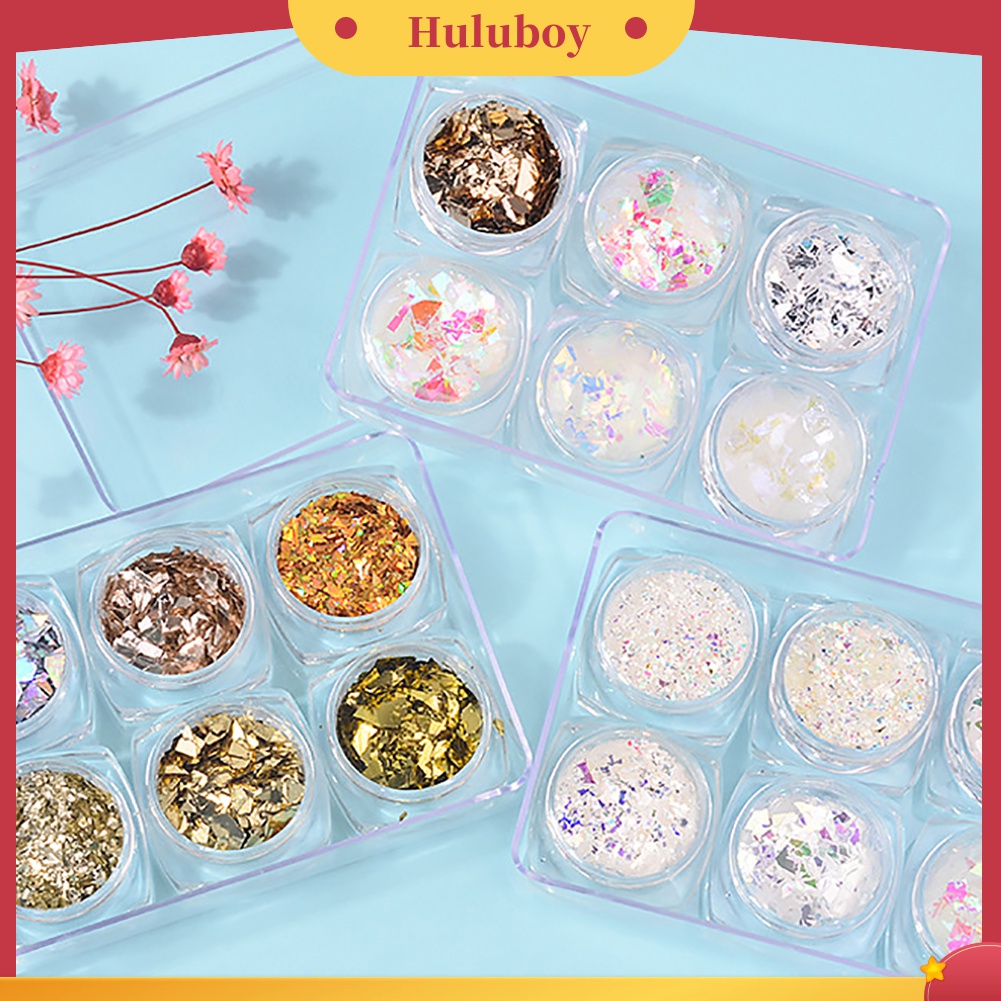 Huluboy Huluboy♡ Glitter Cellophane Asimetris Untuk Dekorasi Nail Art DIY