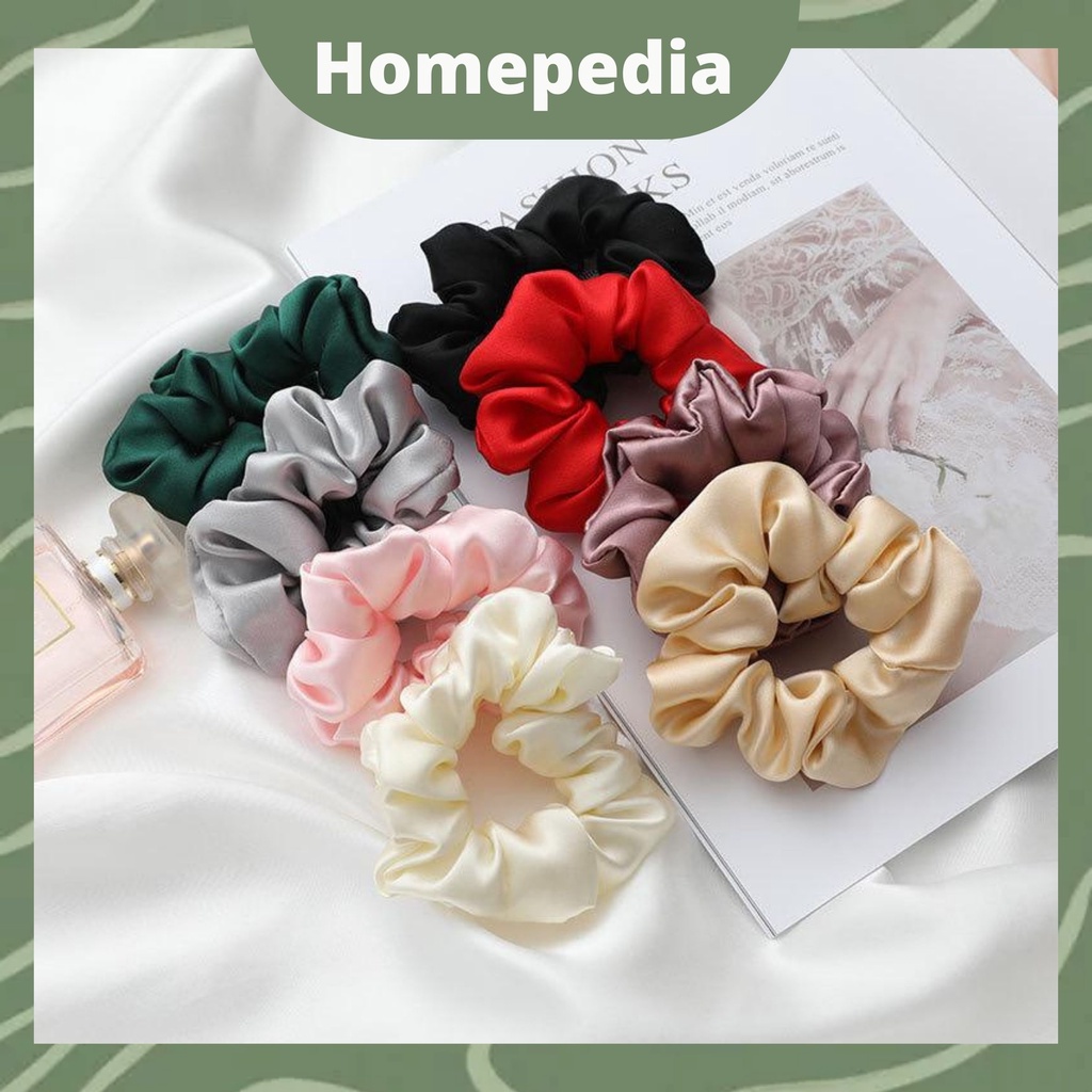 Scrunchie Korean Kuncir Rambut Korea Pastel Estetik Ikat Rambut Satin Aesthetic