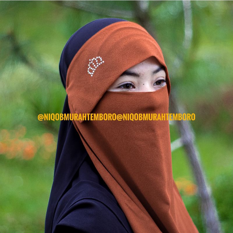 Niqob Milaya Mahkota Niqab Cadar 2 Layer Tanpa Jahitan Bawah Mata