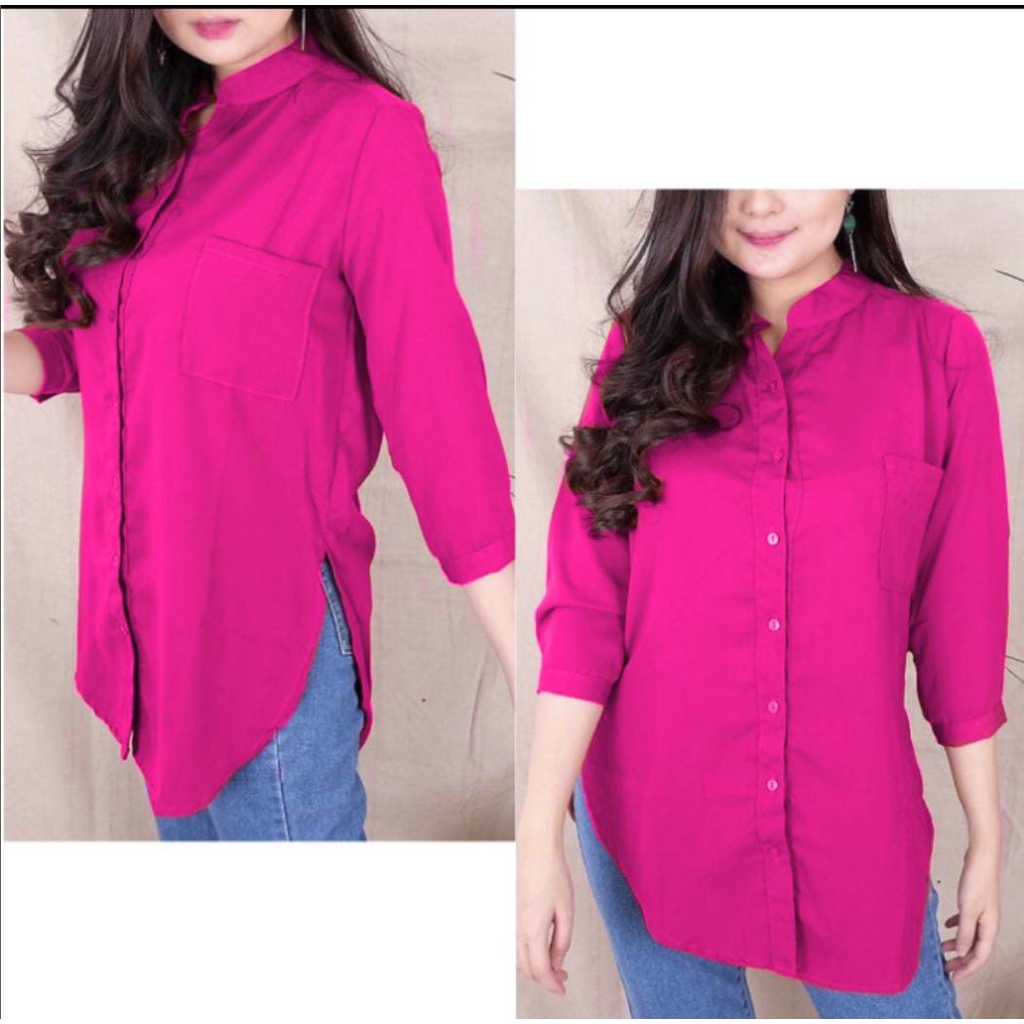 REAL PICTURE Blouse / Kemeja Wanita Lengan 7 per 8 / Kemeja Wanita BIG SIZE-Fanta