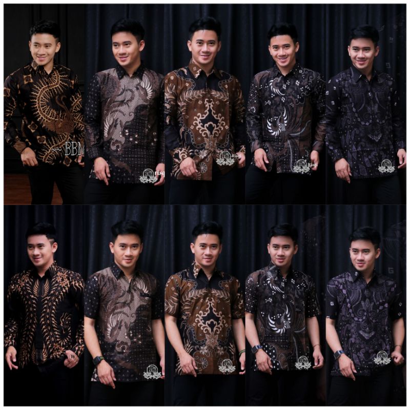 BATIK PRIA WARNA HITAM BLACK M L XL XXL